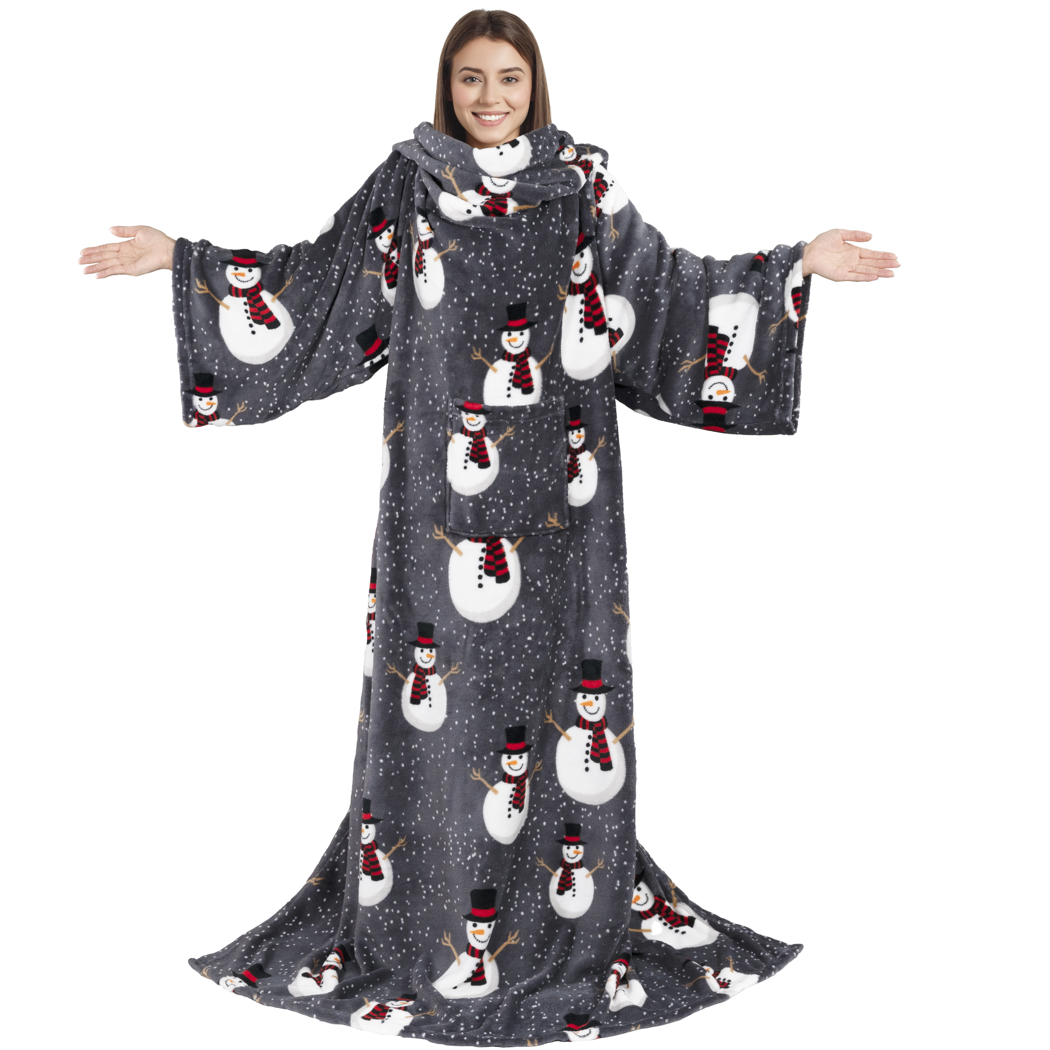 Manta portátil de Navidad con mangas de lana suave vestido acurrucado sofá sofá sofá sofá - Imagen 43 de 57
