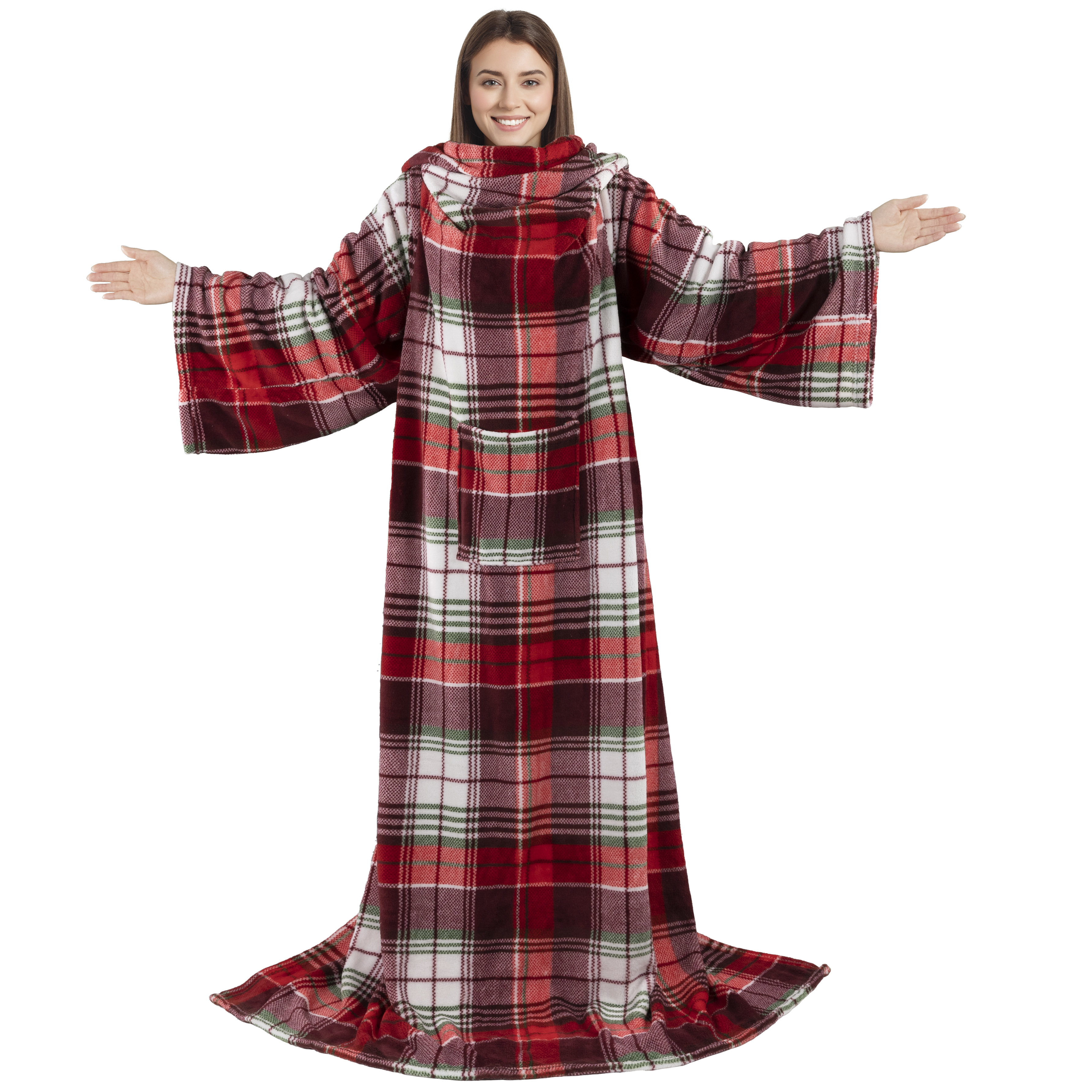 Manta portátil de Navidad con mangas de lana suave vestido acurrucado sofá sofá sofá sofá - Imagen 2 de 57