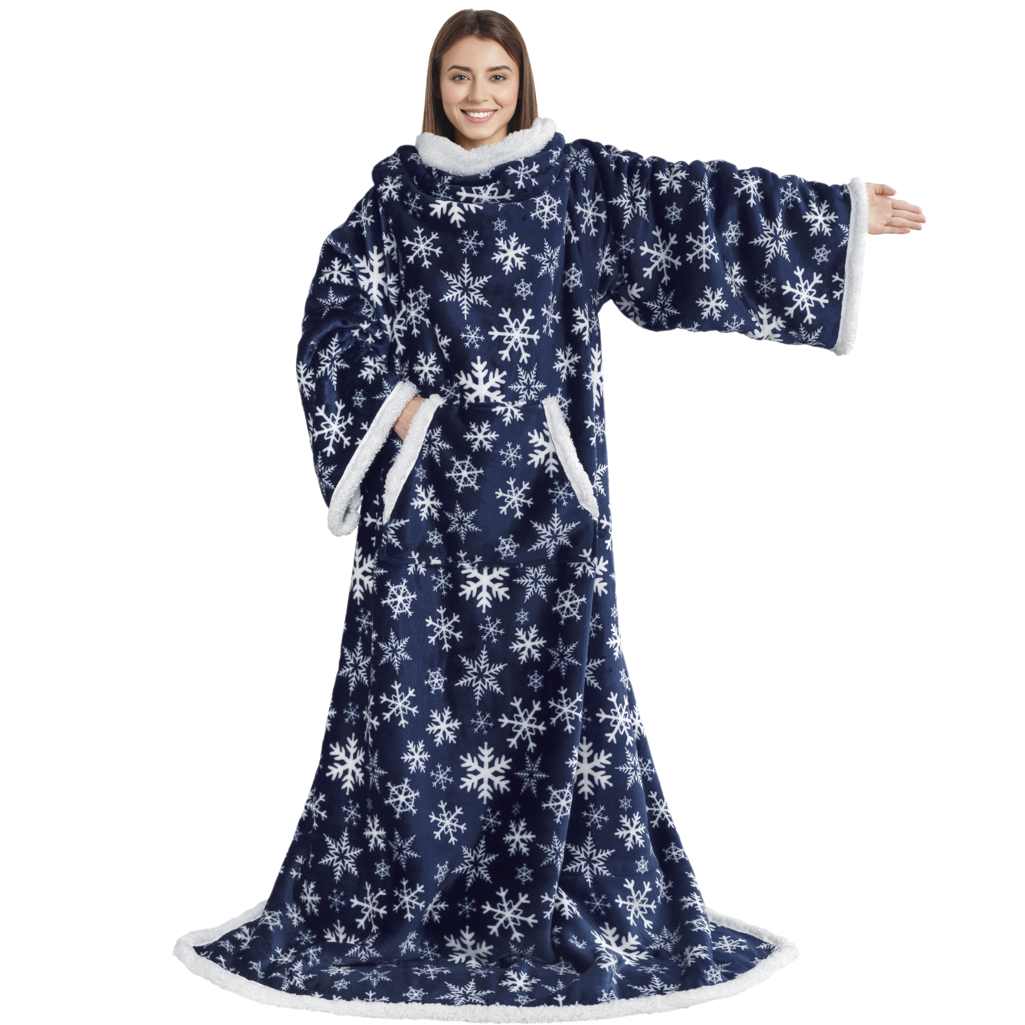 Manta portátil de Navidad con mangas de lana suave vestido acurrucado sofá sofá sofá sofá - Imagen 26 de 57